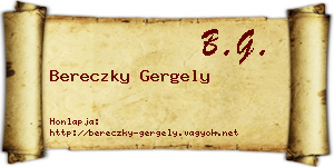 Bereczky Gergely névjegykártya